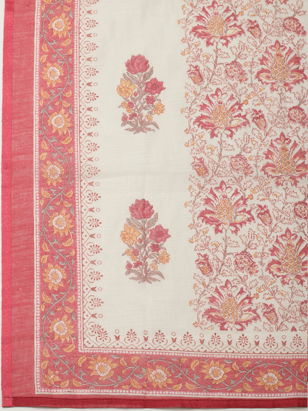 Embroidered Cotton Blend Unstitched Suit With Pant &amp; Dupatta