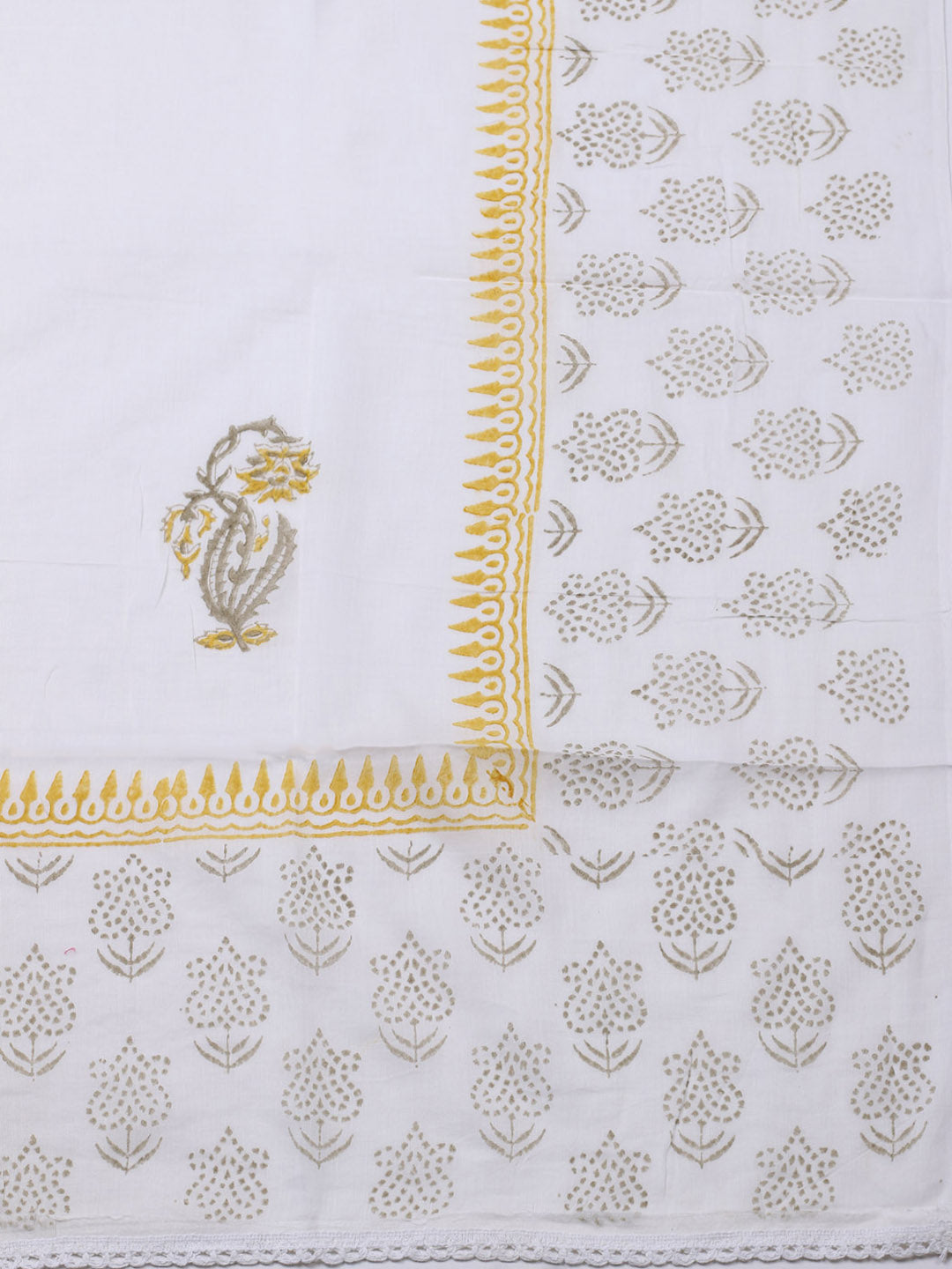 Printed Cotton Blend Unstitched Suit With Pant &amp; Dupatta