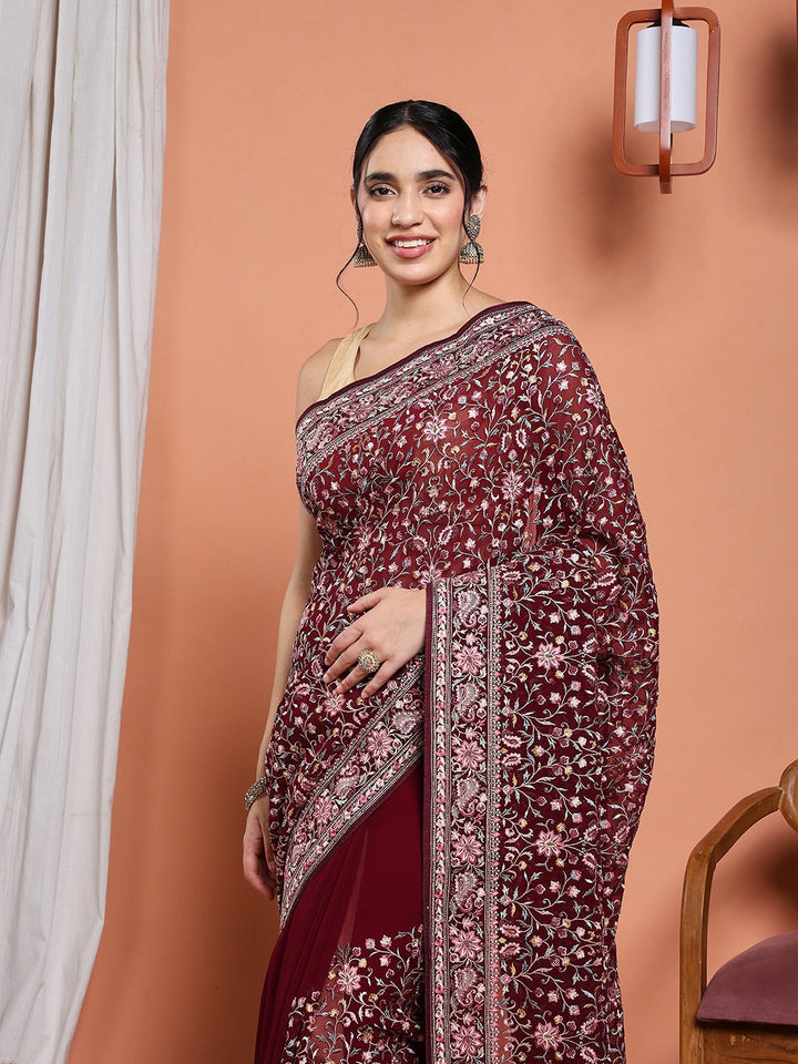 Embroidered Georgette Saree