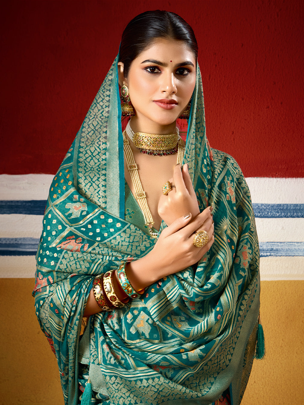 Abstract Print Georgette Saree