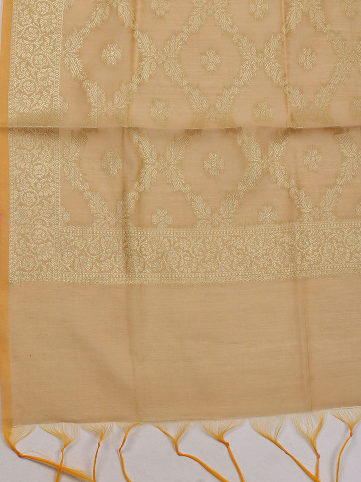 Printed Chanderi Unstitched Suit With Dupatta