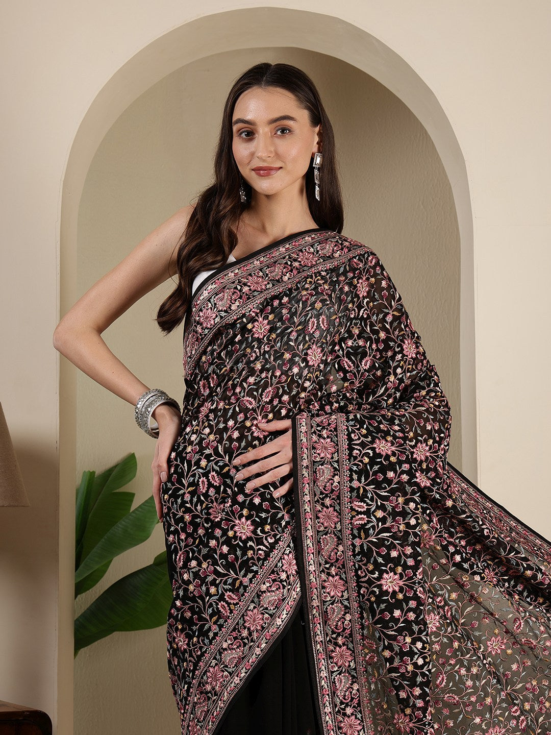 Embroidered Georgette Saree