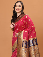 Zari Border Booti Woven Handloom Saree