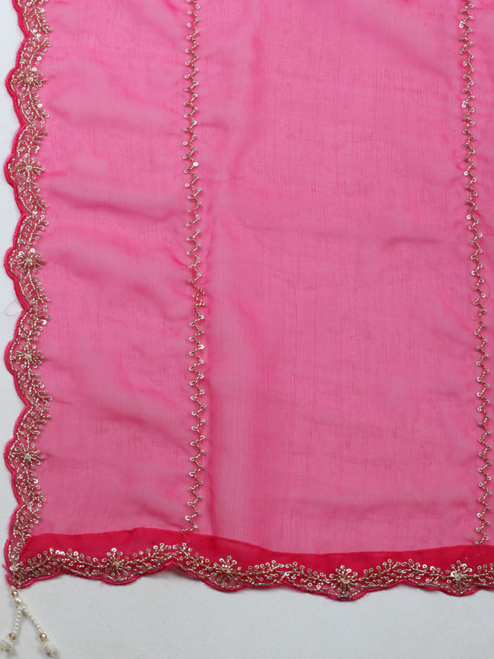 Embroidered Organza Unstitched Suit With Dupatta