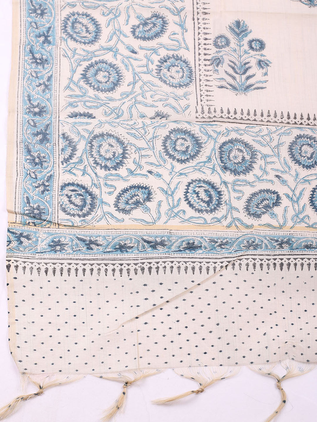 Printed Cotton Blend Unstitched Suit With Pant &amp; Dupatta