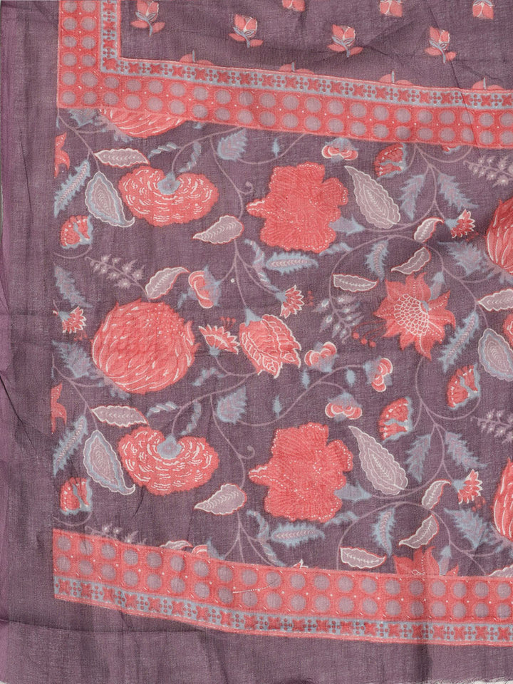 Printed Cotton Blend Unstitched Suit With Dupatta