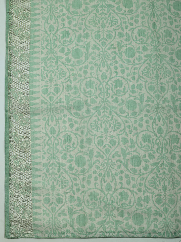 Embroidered Linen Blend Unstitched Suit With Pant &amp; Dupatta