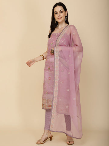 All Over Embroidery Organza Unstitched Suit Piece With Dupatta