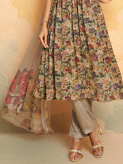 Printed Crepe Unstitched Suit With Pant & Dupatta