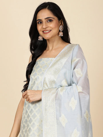 Woven Chanderi Unstitched Suit With Dupatta