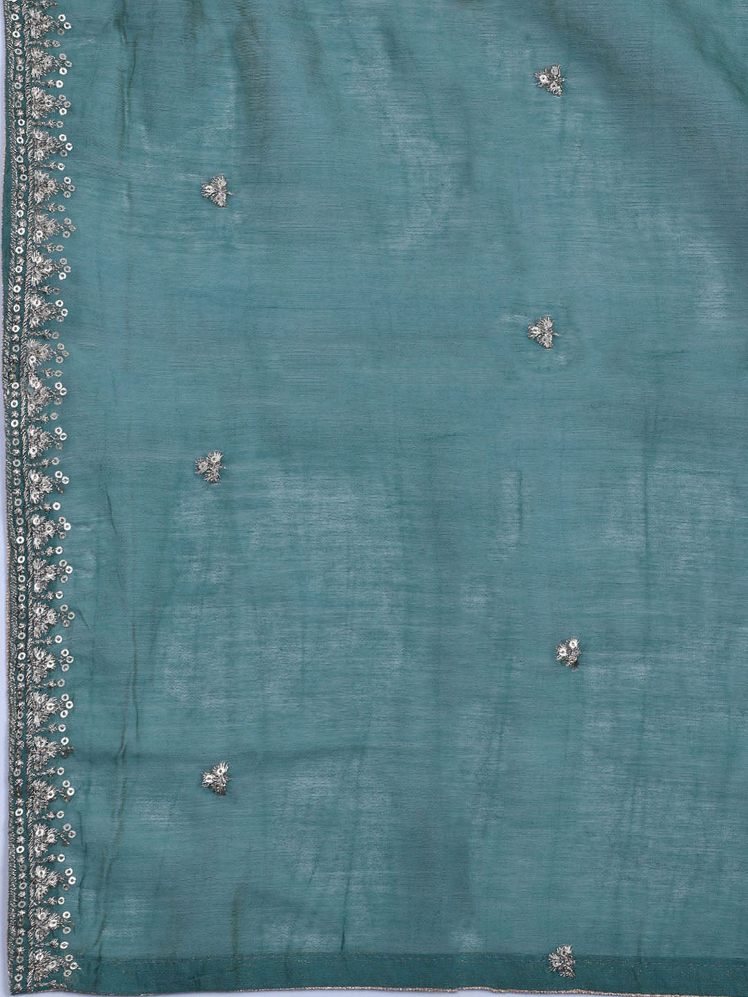 Neck Embroidered Chanderi Unstitched Suit With Dupatta