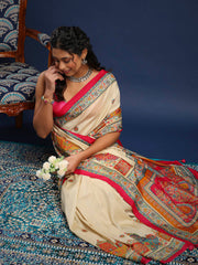 Digital Printed Art Silk Unstitched Suit With Pant & Dupatta