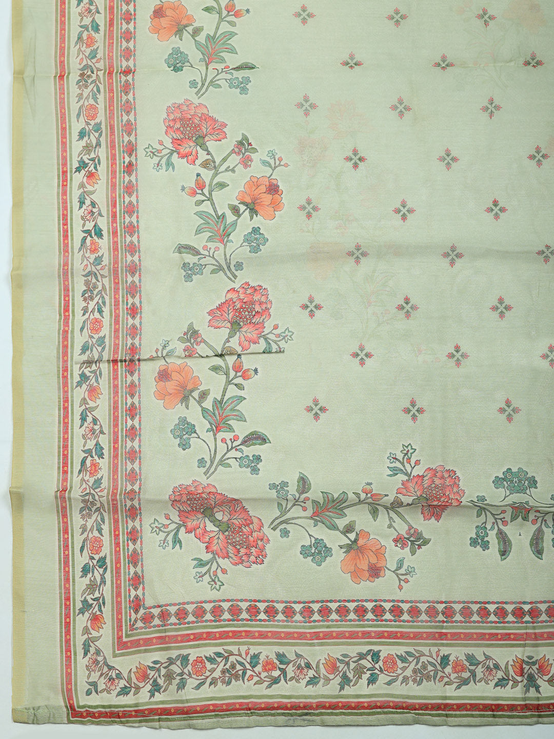 Embellished Chanderi Unstitched Suit With Pant &amp; Dupatta