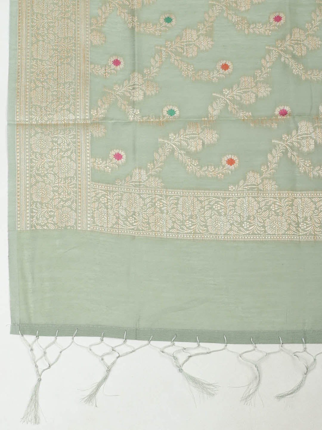 Woven Design Chanderi Unstitched Suit With Pant &amp; Dupatta