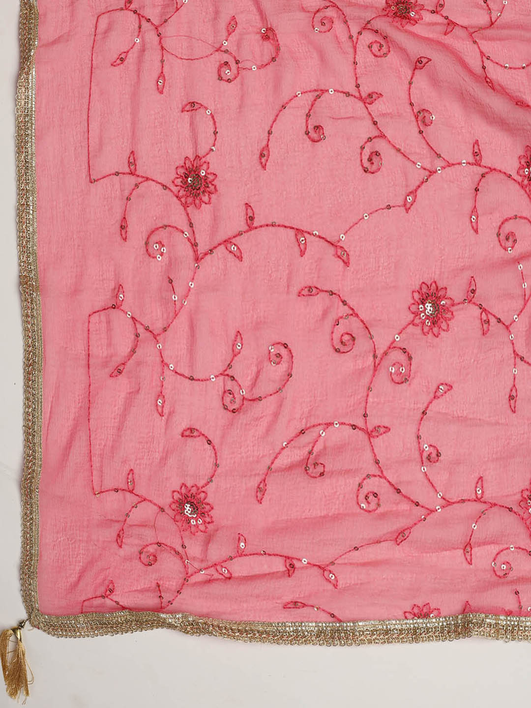 Neck Embroidered Organza Unstitched Suit With Dupatta