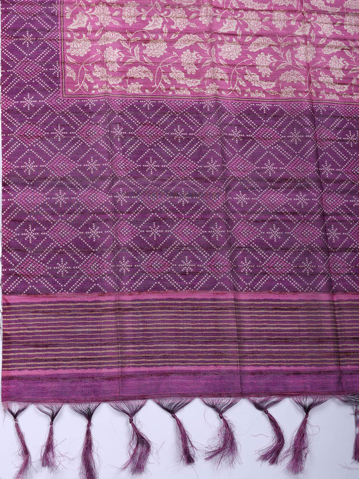 Embroidered Tussar Silk Unstitched Suit With Pant &amp; Dupatta