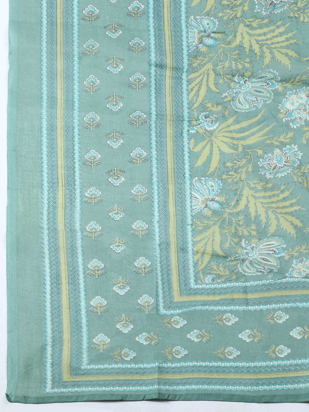 Printed Chanderi Unstitched Suit With Pant &amp; Dupatta