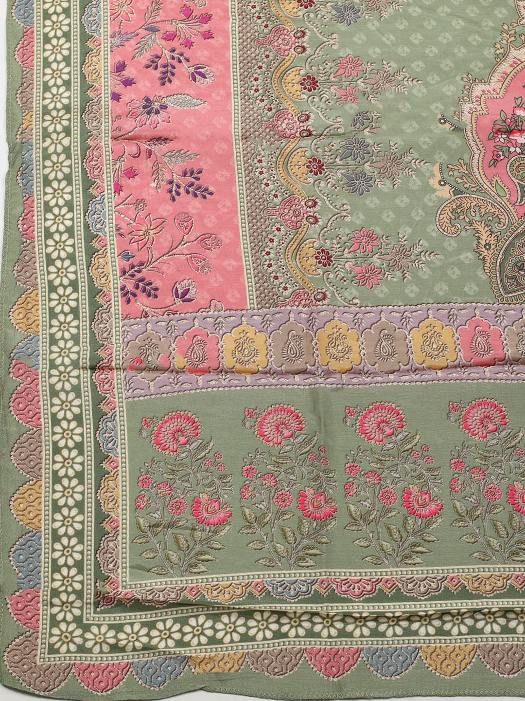 Embroidered Muslin Unstitched Suit With Pant &amp; Dupatta