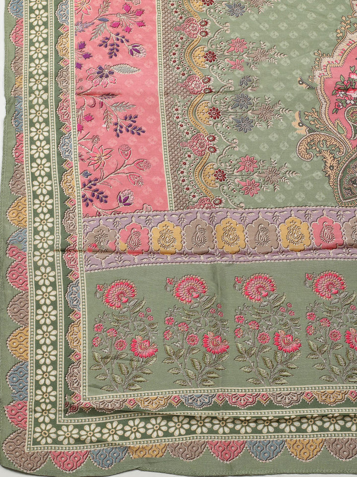 Embroidered Muslin Unstitched Suit With Pant &amp; Dupatta