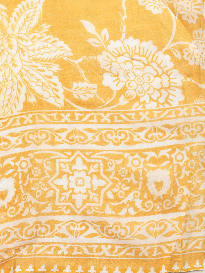 Printed Cotton Blend Unstitched Suit With Dupatta