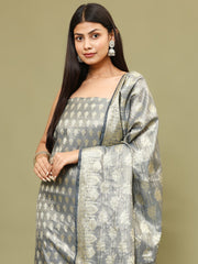 Woven Chanderi Unstitched Suit With Dupatta