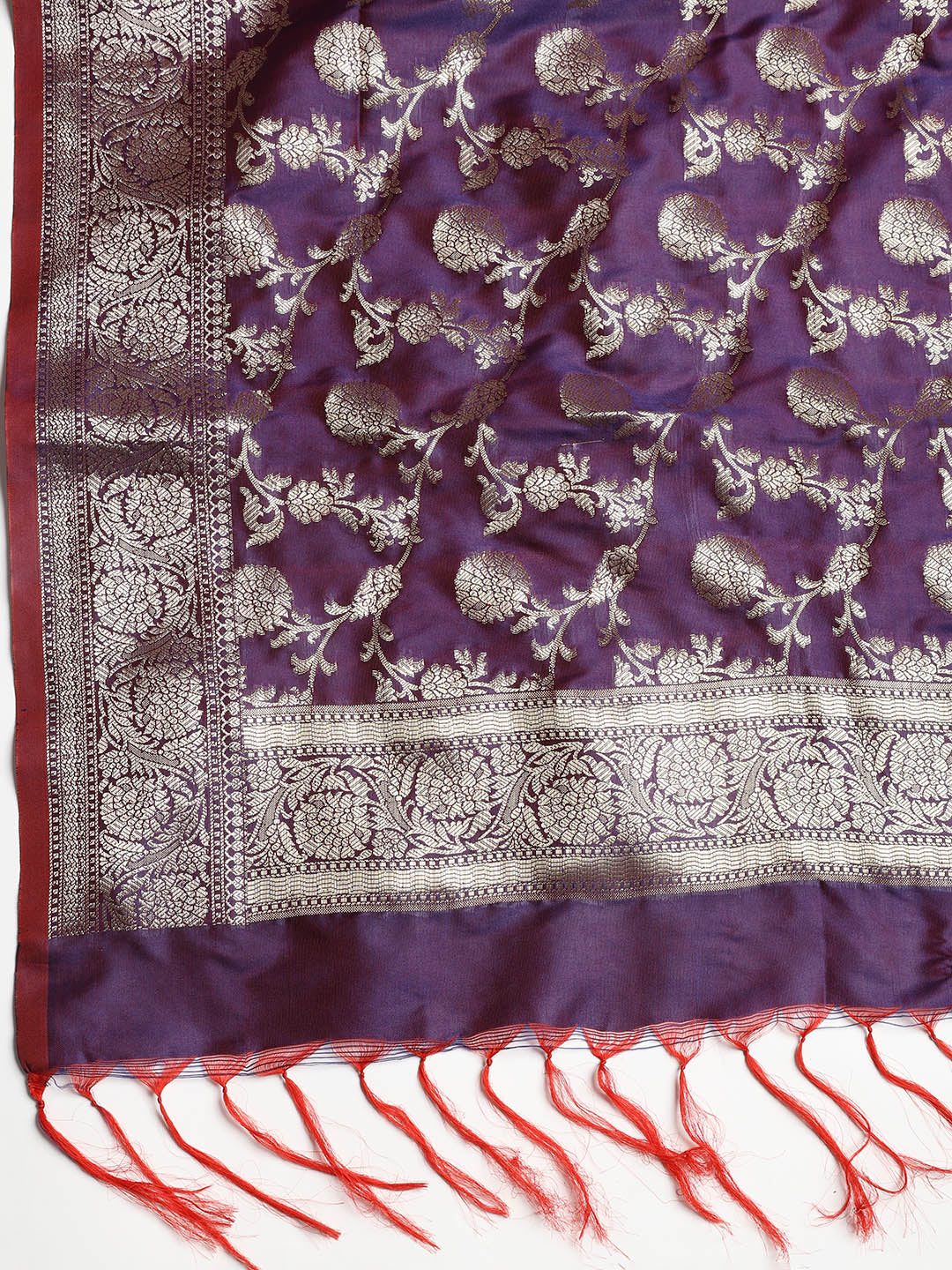 Woven Banarasi Chanderi Unstitched Suit With Dupatta