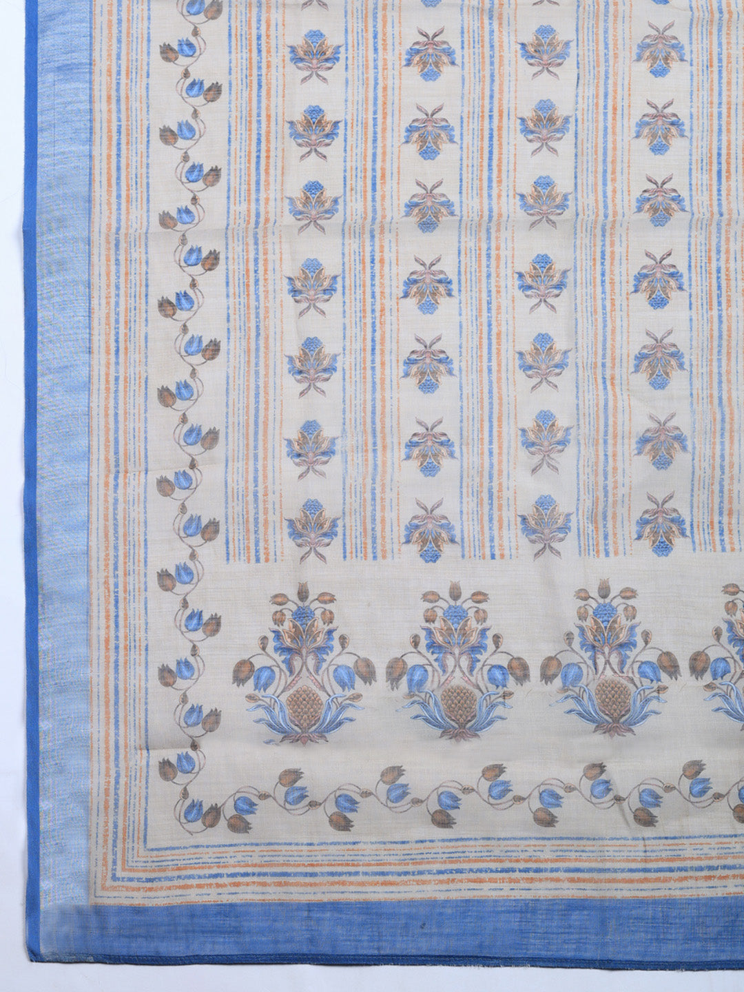 Printed Linen Blend Unstitched Suit With Pant &amp; Dupatta