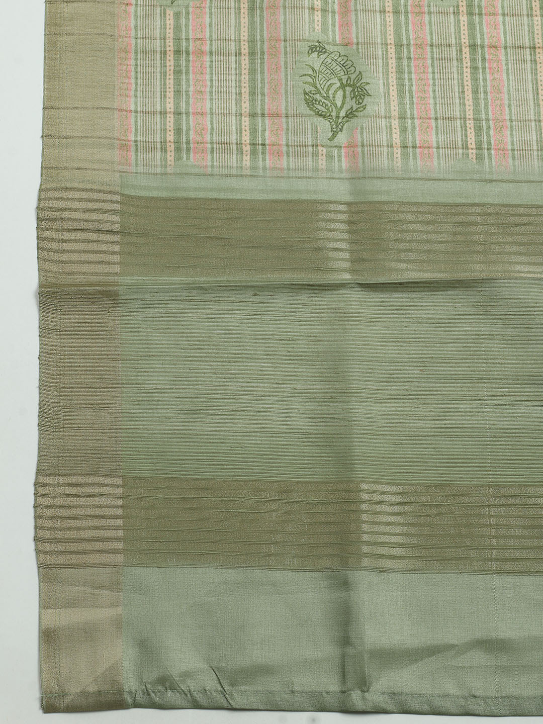 Embroidered Tussar Unstitched Kurta With Pant & Dupatta