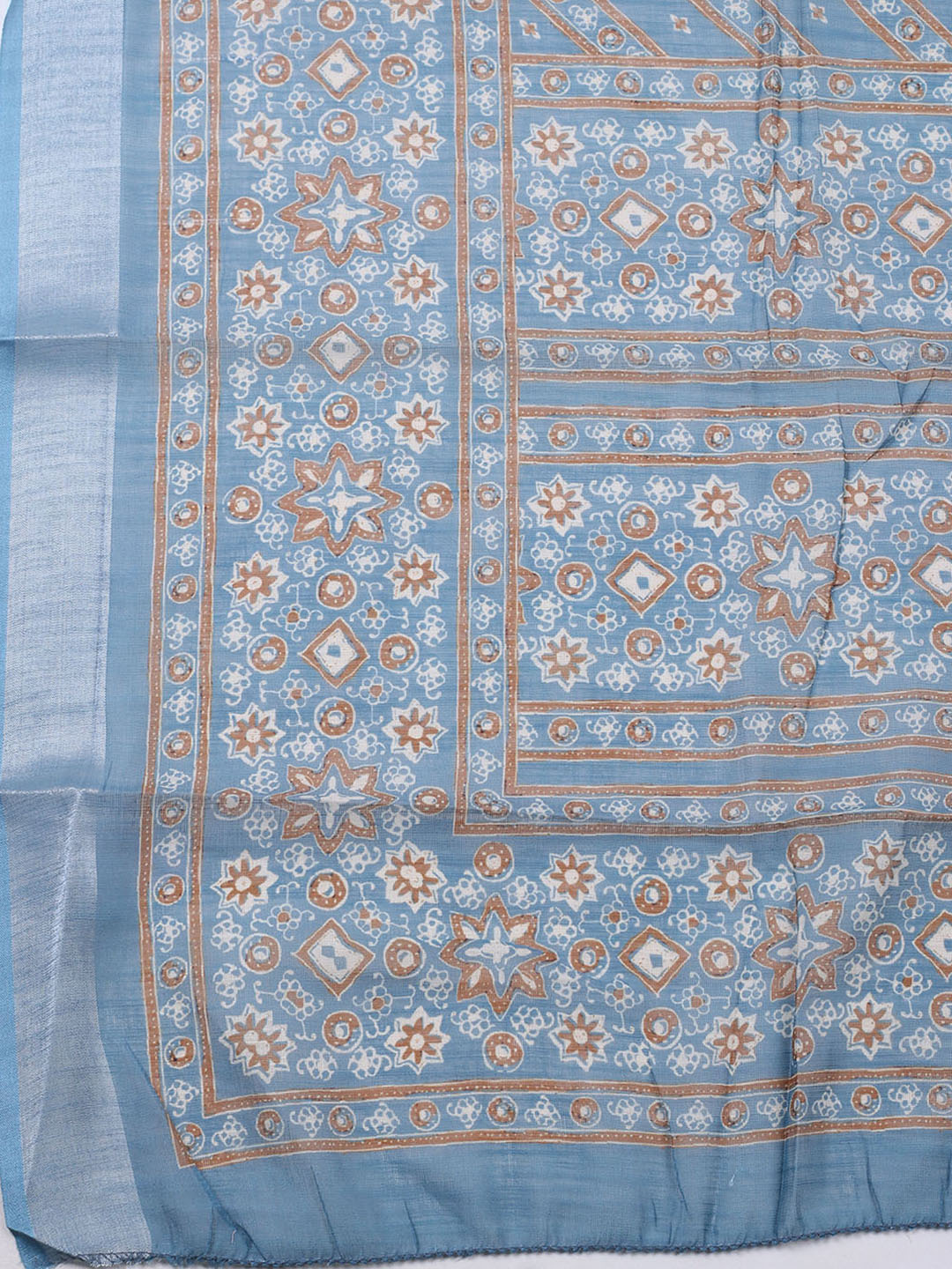Printed Cotton Blend Unstitched Suit With Pant &amp; Dupatta
