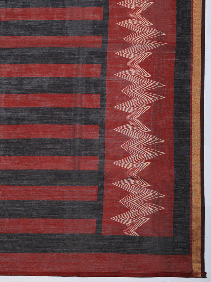 Printed Chanderi Unstitched Suit With Pant &amp; Dupatta
