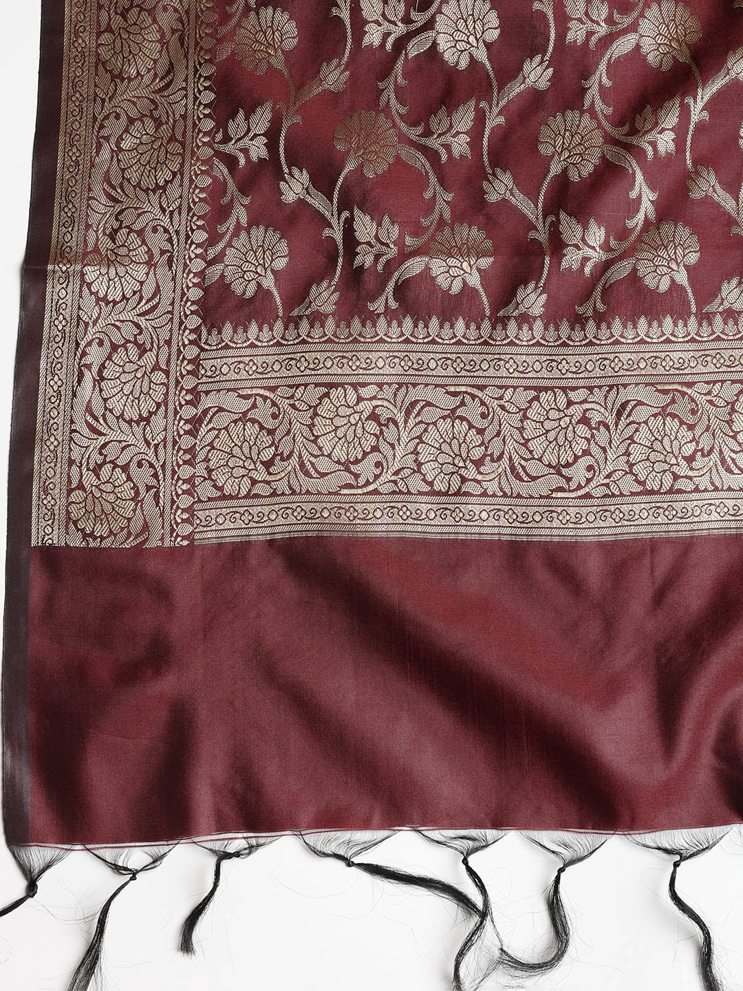 Woven Banarasi Chanderi Unstitched Suit With Dupatta