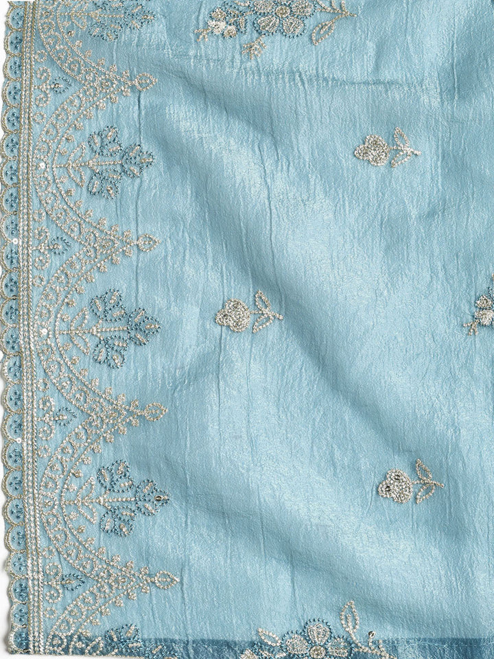 Embroidered Tissue Unstitched Suit With Dupatta
