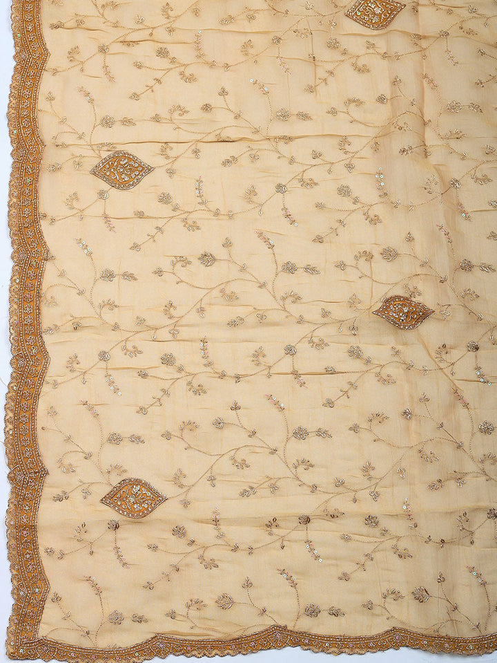 Embroidered Tissue Unstitched Suit With Pant &amp; Dupatta