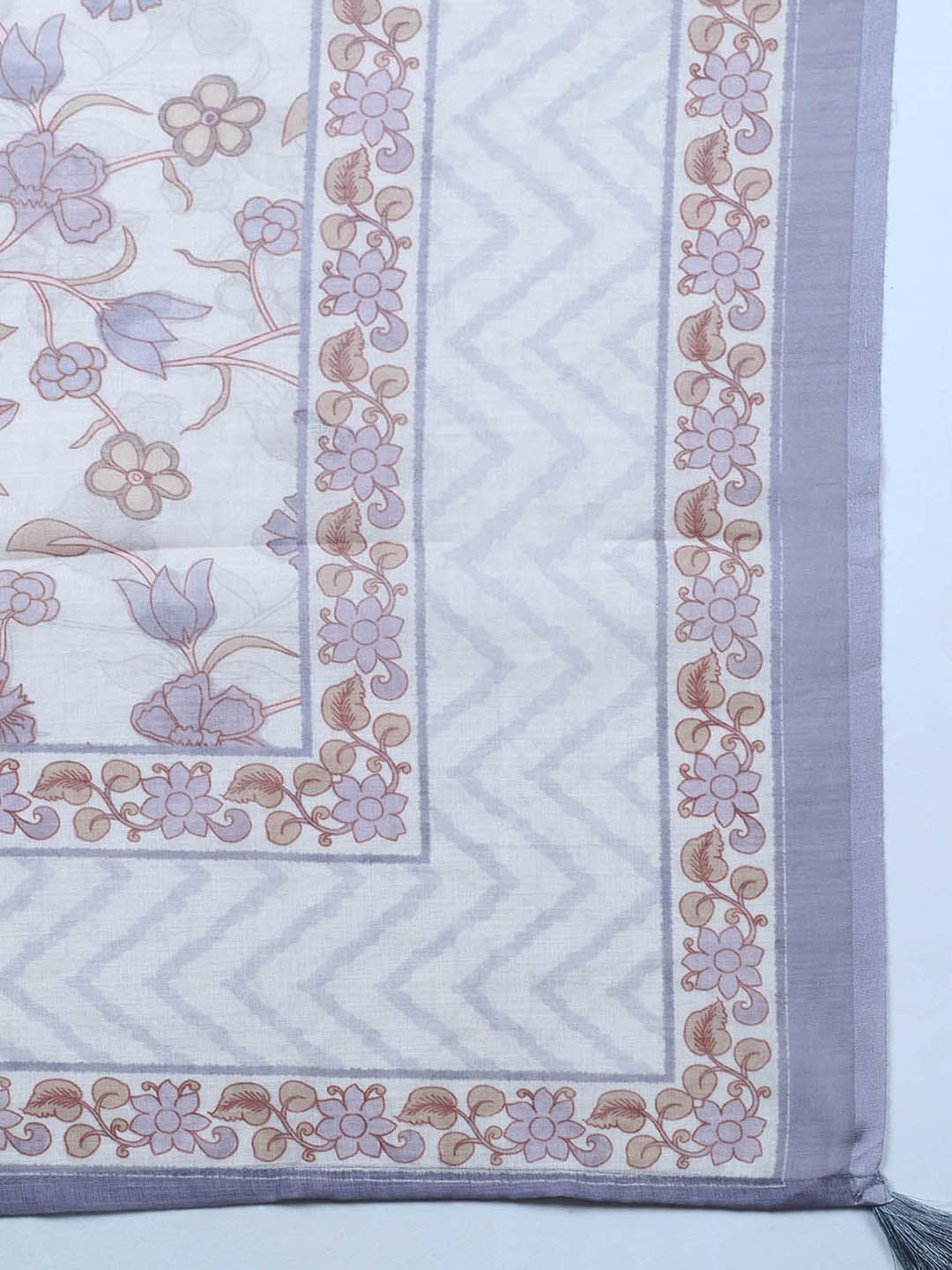 Printed Cotton Blend Unstitched Suit With Pant &amp; Dupatta