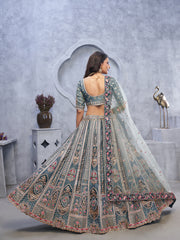 Resham Embroidery Tissue Choli With Lehenga & Dupatta