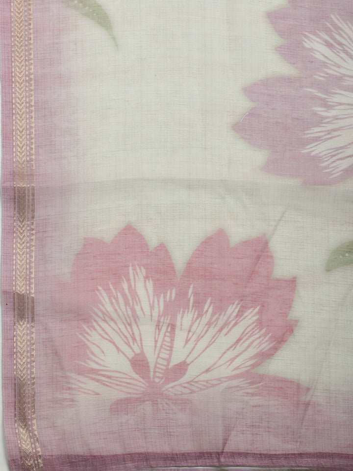 Embroidered Linen Unstitched Kurta With Pant &amp; Dupatta