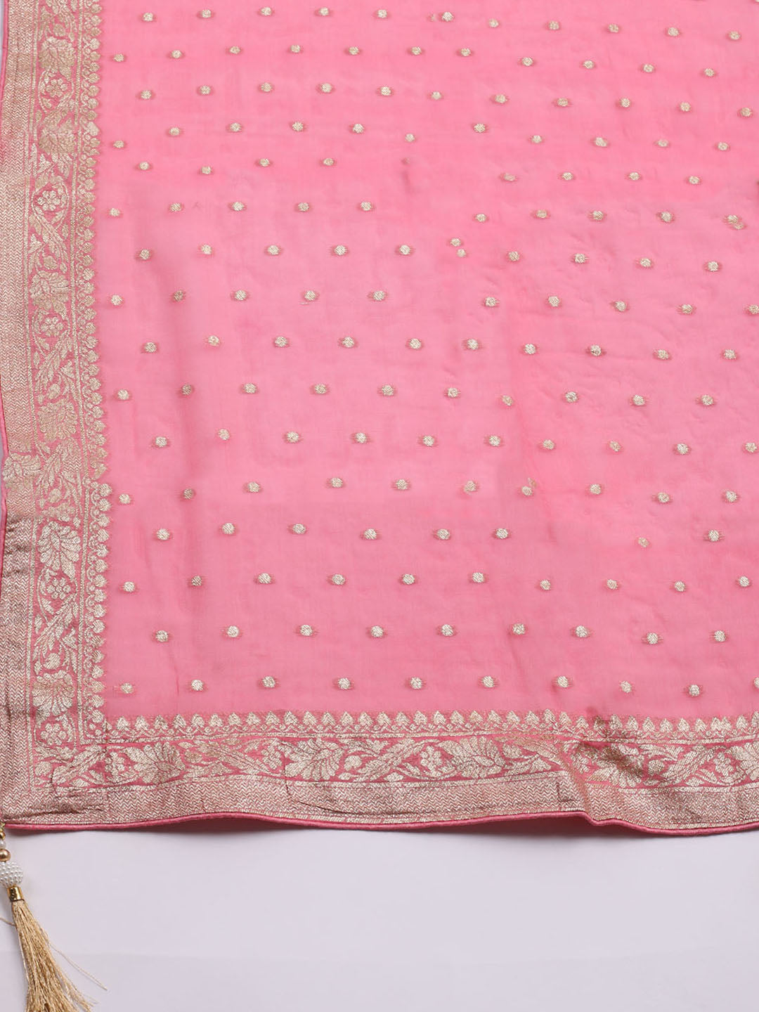 Embroidered Chanderi Unstitched Suit With Dupatta