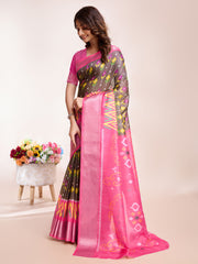 Patola Zari Border Art Silk Woven Saree