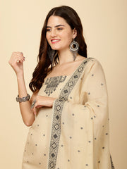 Embroidery Cotton Unstitched Suit Piece With Dupatta
