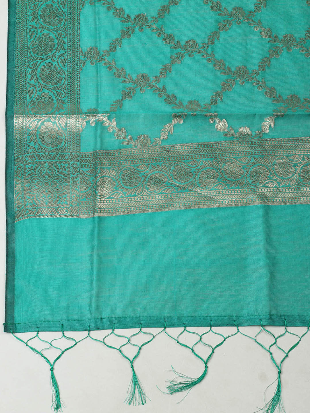 Woven Design Chanderi Unstitched Suit With Pant &amp; Dupatta
