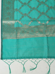 Woven Design Chanderi Unstitched Suit With Pant & Dupatta