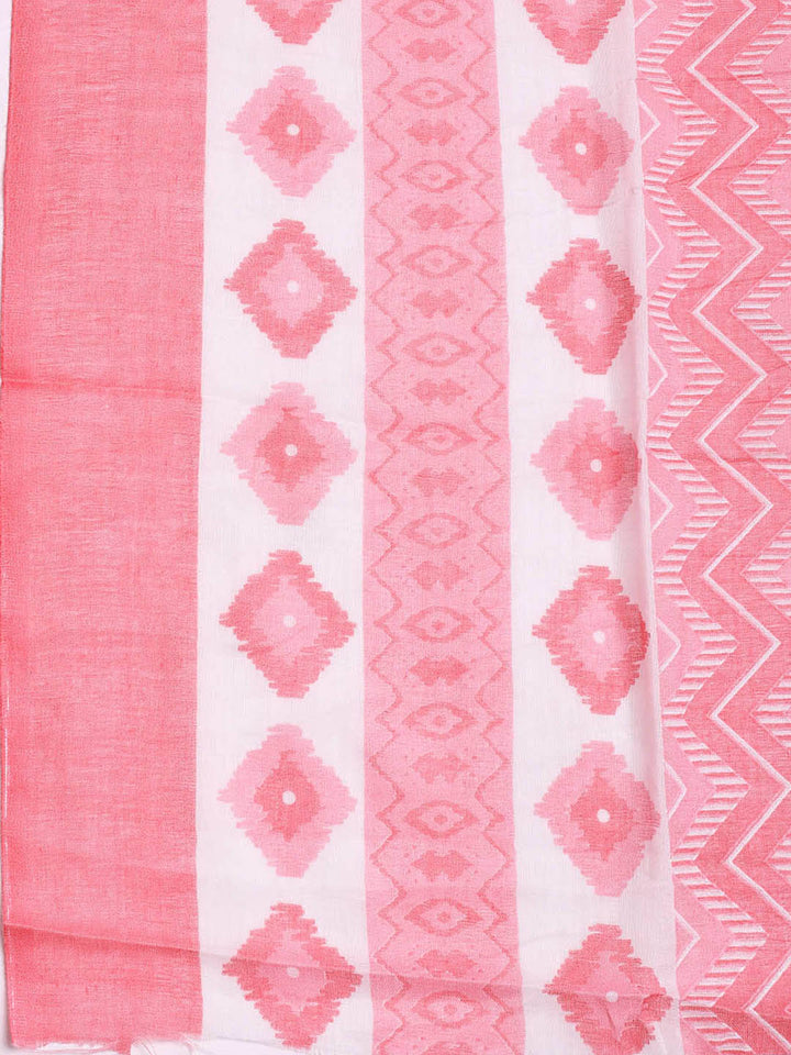Printed Cotton Blend Unstitched Suit With Dupatta