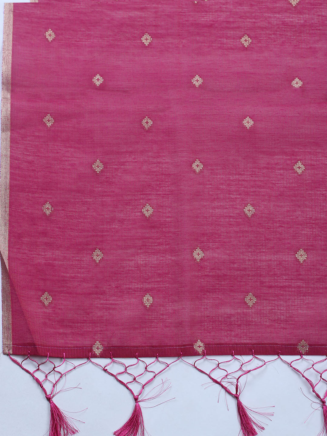 Embroidered Chanderi Unstitched Suit With Pant &amp; Dupatta
