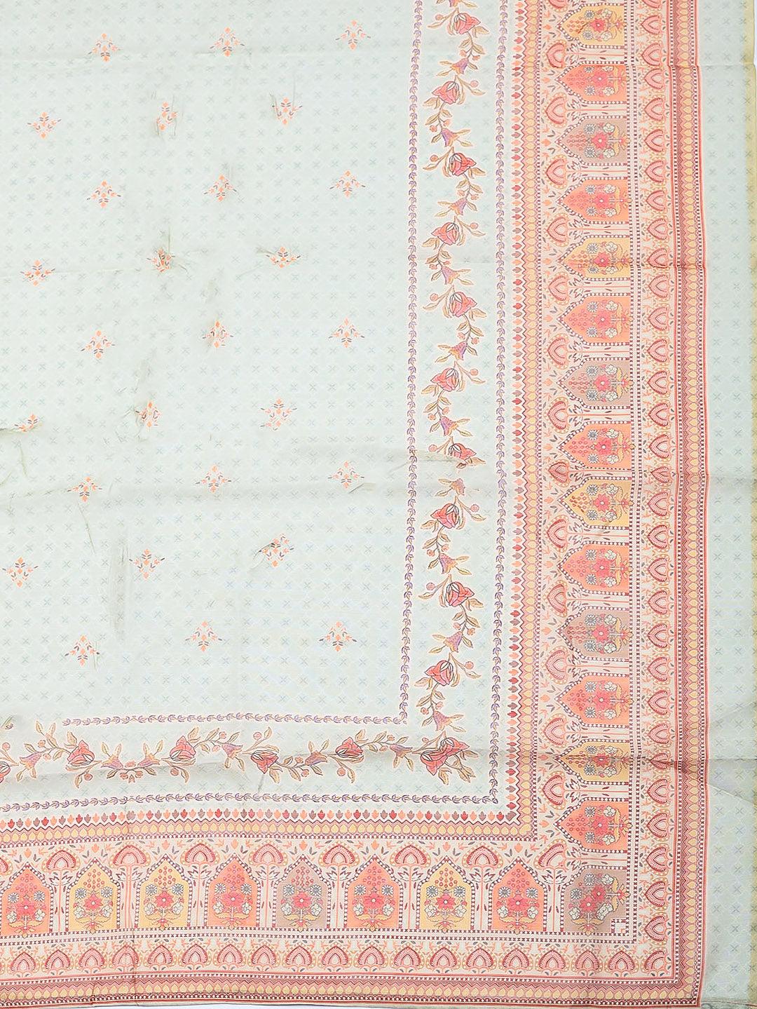 Embellished Chanderi Unstitched Suit With Pant &amp; Dupatta