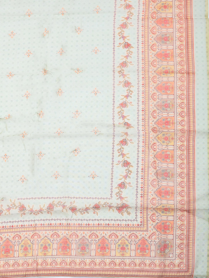 Embellished Chanderi Unstitched Suit With Pant &amp; Dupatta