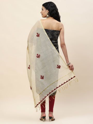 Neck Patch Cotton Unstitched Suit With Dupatta