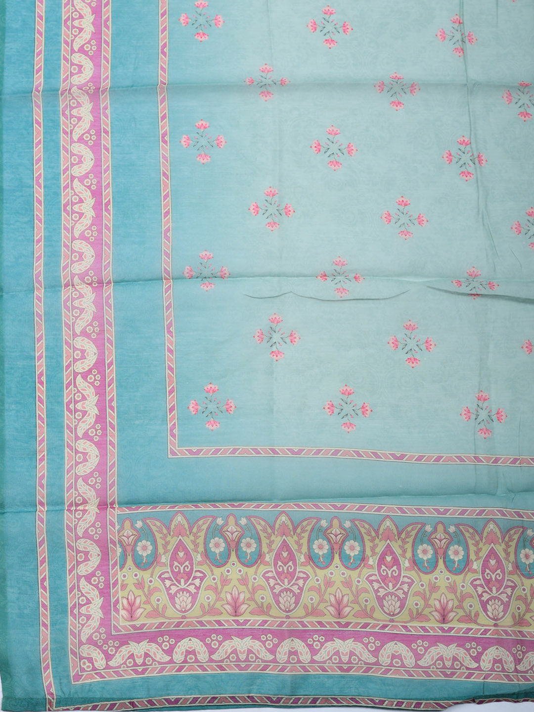Embellished Chanderi Unstitched Suit With Pant &amp; Dupatta