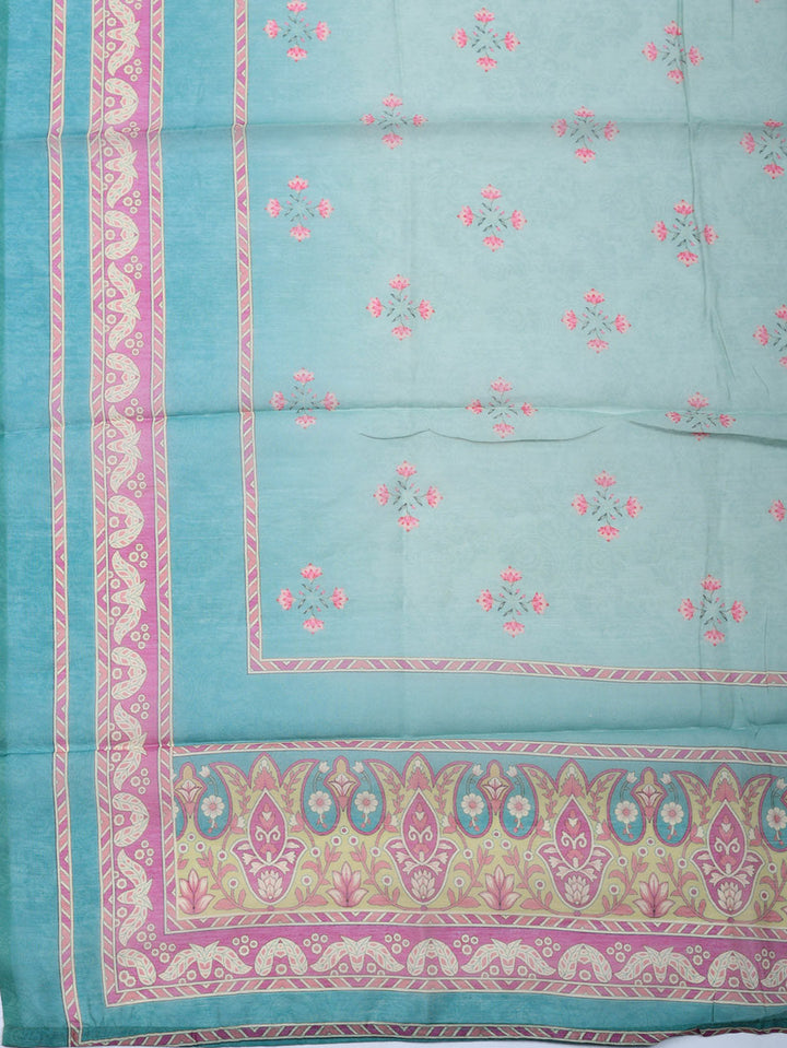 Embellished Chanderi Unstitched Suit With Pant &amp; Dupatta