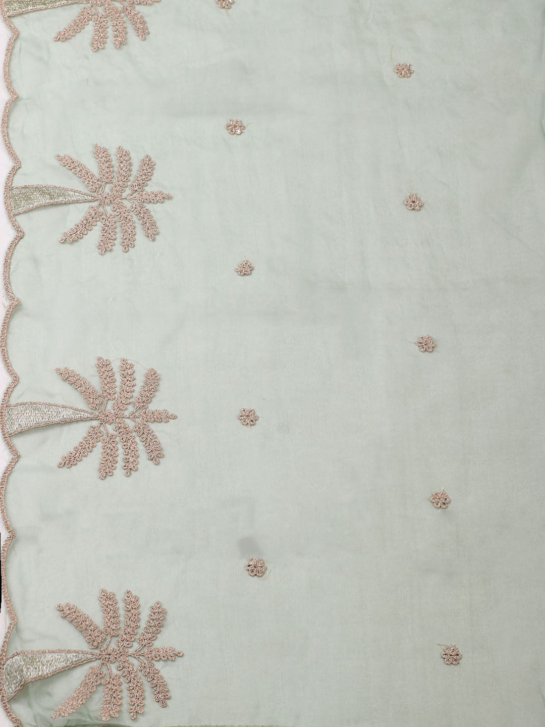 Embroidered Chanderi Unstitched Suit With Pant &amp; Dupatta