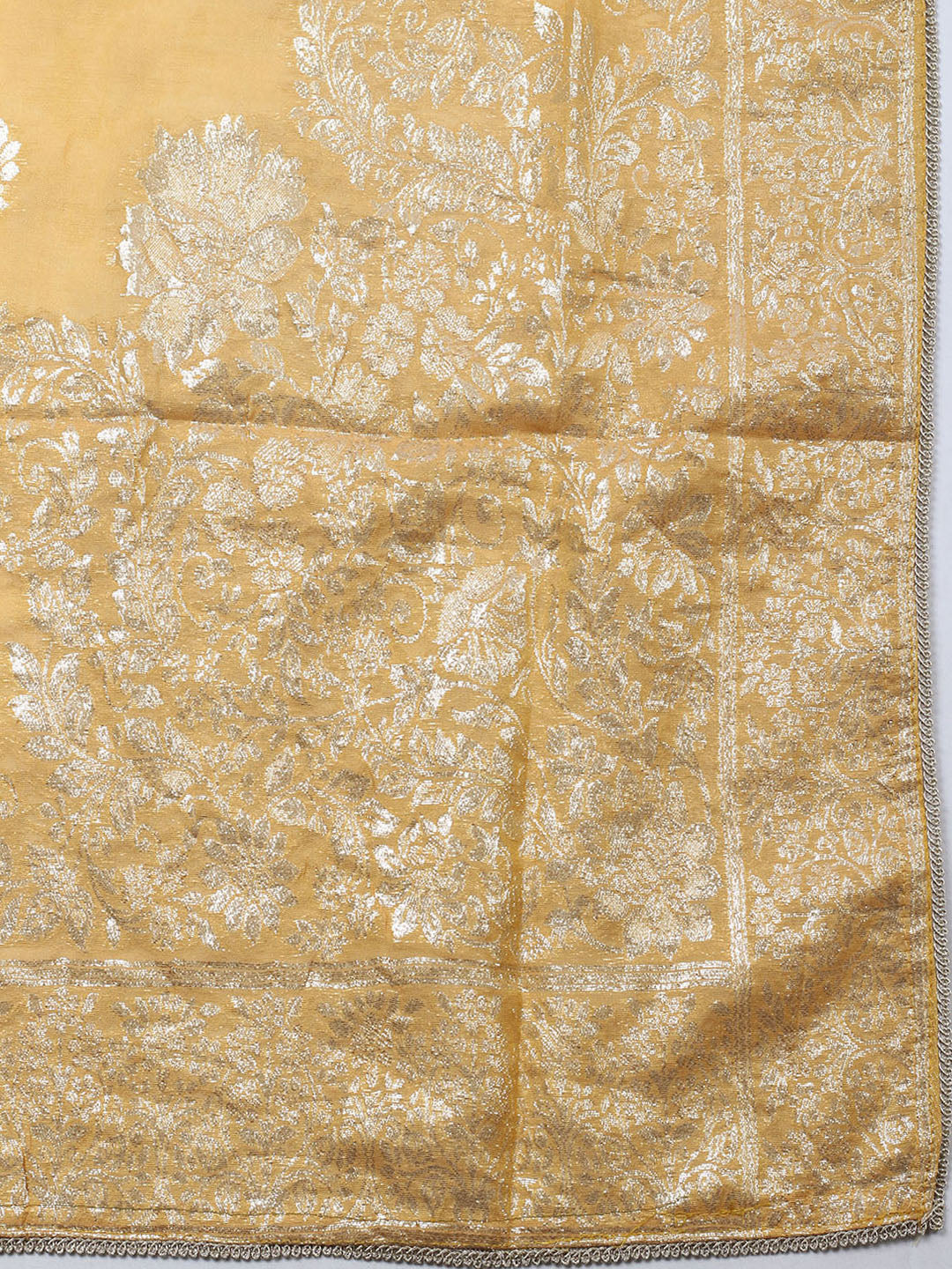 Embroidered Chanderi Unstitched Suit With Pant &amp; Dupatta